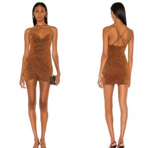 Revolve Superdown Delanie Mini Dress in Rust Metallic
